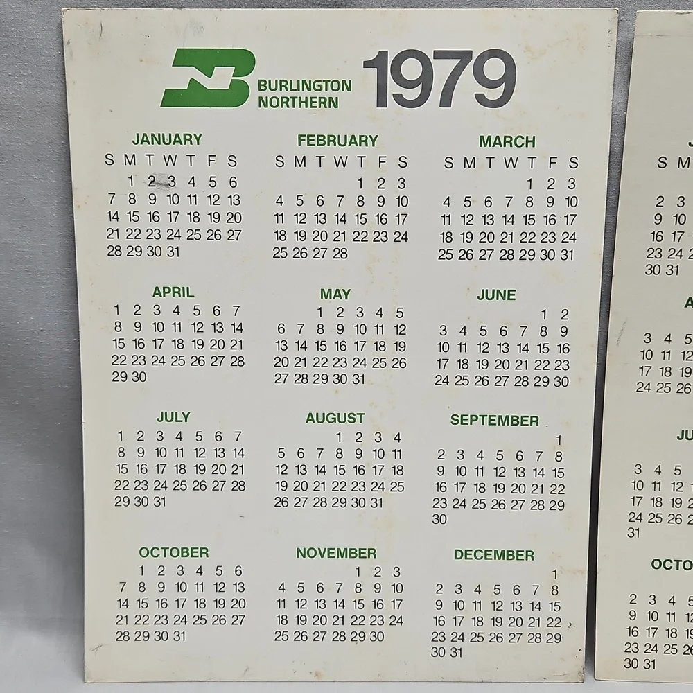 1979 Burlington Northern 1983 Burlington Northern Railroad Calendar